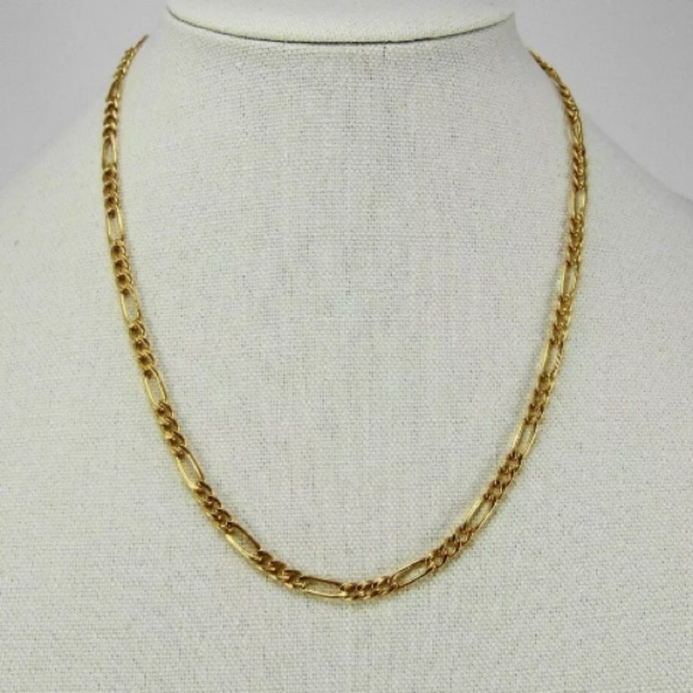 Real 14K Yellow Gold Figaro Chain 4.5MM 22” Necklace - Picture 1 of 3